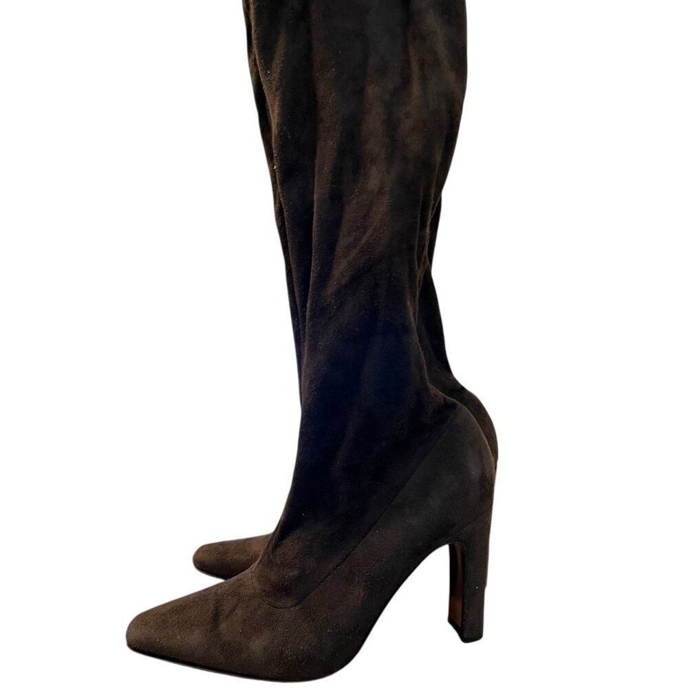 Bergdorf Goodman Ladies Size 10 M Brown Suede Tall Heeled Boots Pull On Italy